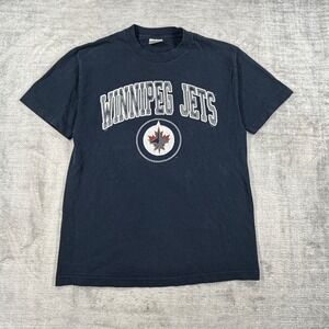 Winnipeg Jets Shirt Mens Medium Navy Blue Waves Vintage 90s NHL Hockey